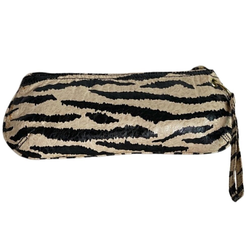 Carlos Santana Zebra Print Wristlet Clutch Animal Print Gold Accent - Picture 5 of 12